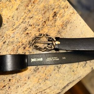 Just Cavalli Python Embossed Snake Buckle Belt 90cm